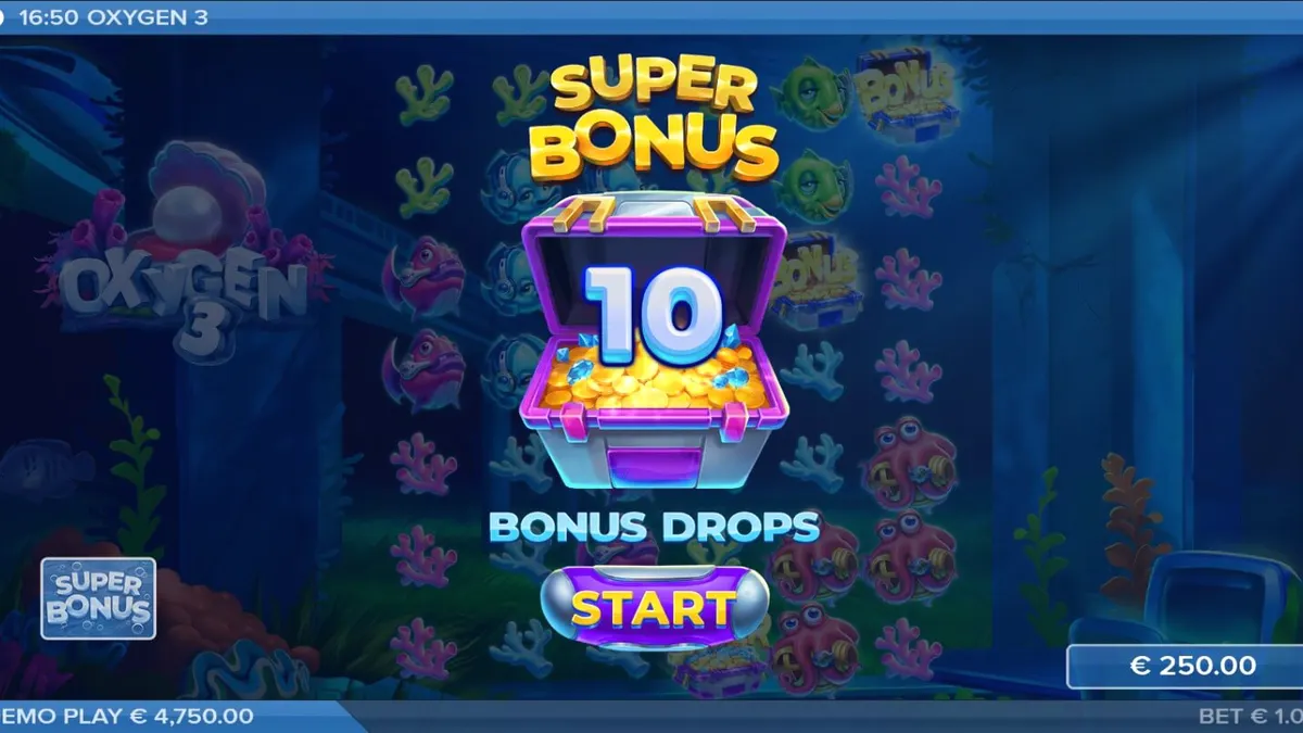 Tampilan visual slot Oxygen 3 dengan tema bawah laut apokaliptik